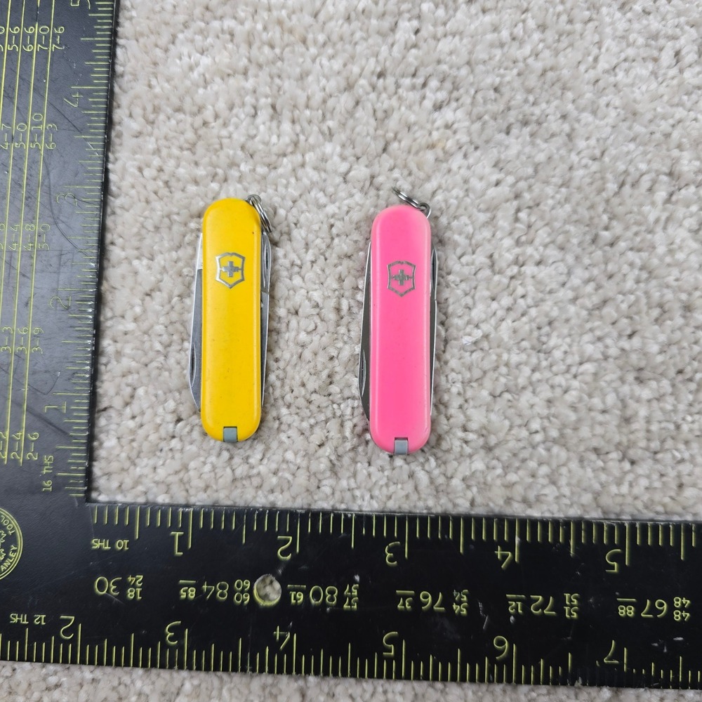 Victorinox Swiss Army Knife Yellow Pink Classic SD 58mm Multi-Tool Set of 2